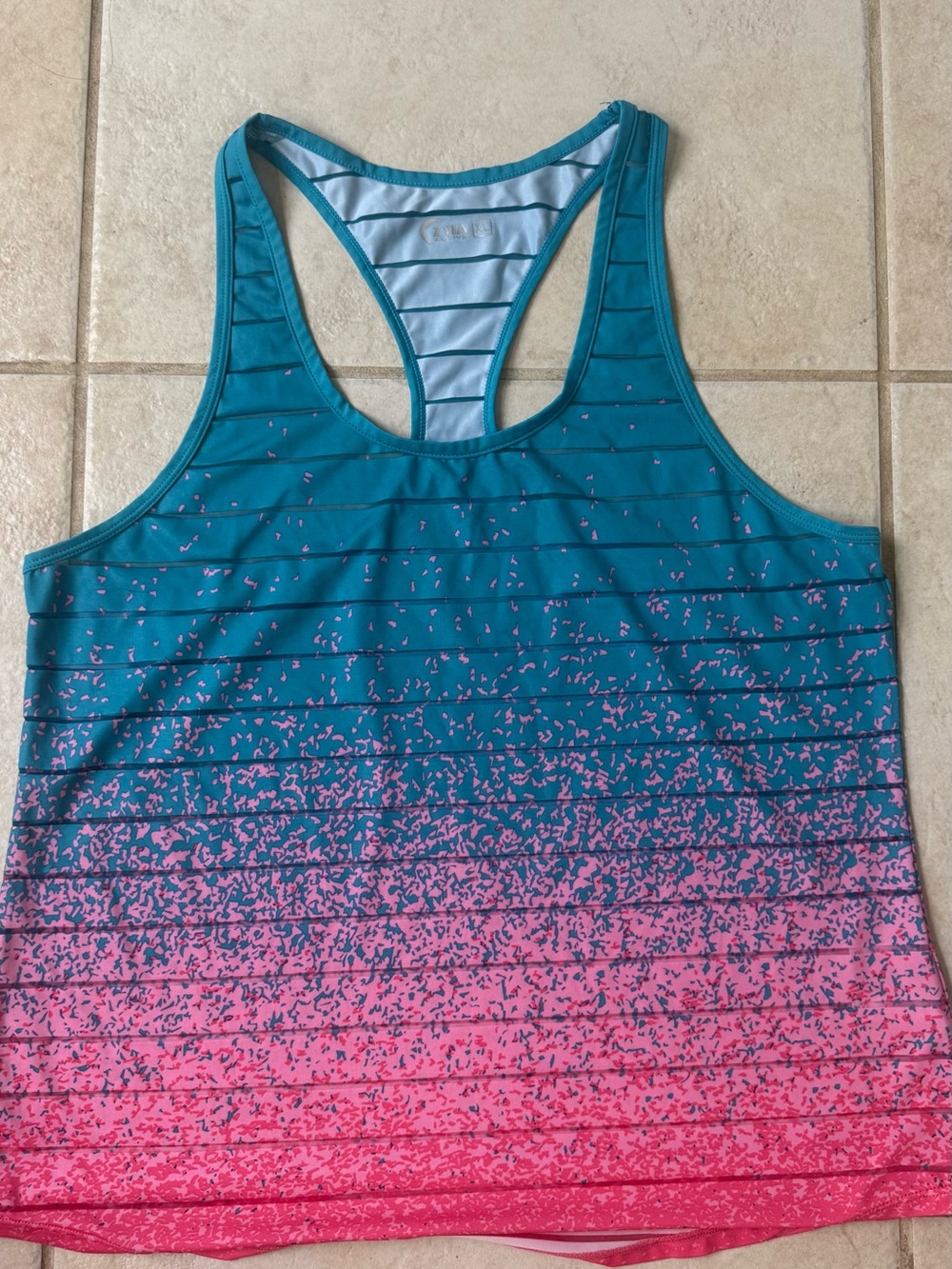 Teal to Pink Ombre Racerback Tank Top - Unknown Brand